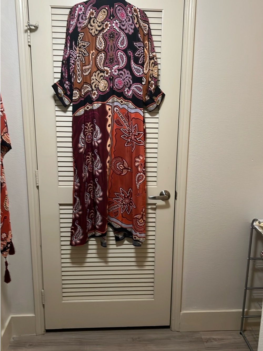 FARM Rio Black and Rust Paisley 2 piece Midi Dress with scarf belt included